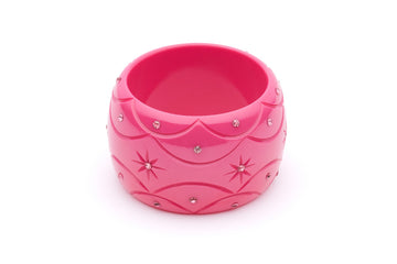 Splendette vintage inspired pink fakelite charity range small size Extra Wide Cancer Awareness Maiden Bangle