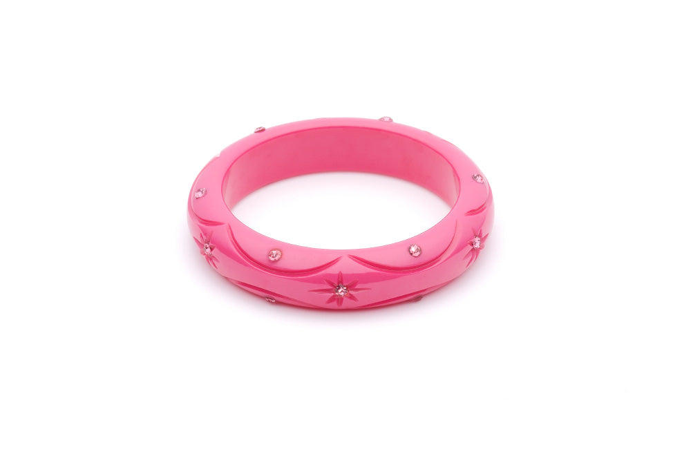 Splendette vintage inspired pink fakelite charity range small size Midi Cancer Awareness Maiden Bangle