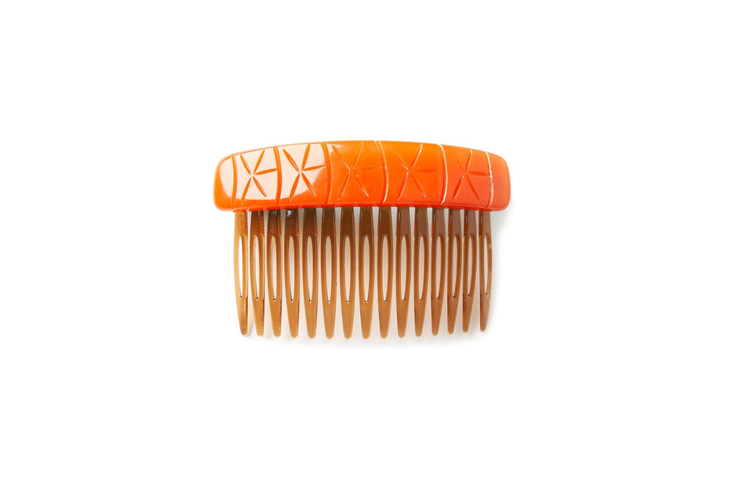 Splendette vintage inspired 1940s style carved orange Paprika Fakelite Hair Comb